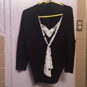 NY & Co Satin Polka Dot Bow Sweater